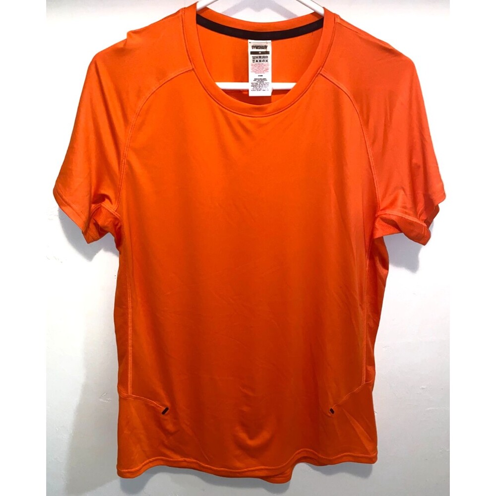 Gymshark Mesh sz M Orange Activewear Short Sleeve Shirt Gym Workout